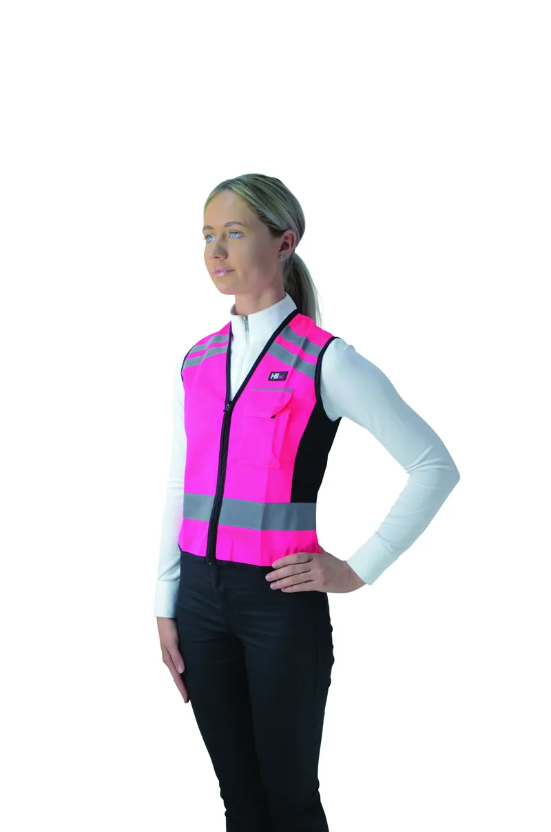 Hy Equestrian Please Pass Wide and Slow Waistcoat - Pink/Black-1